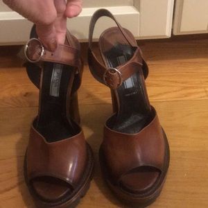 Prada brown platform heals